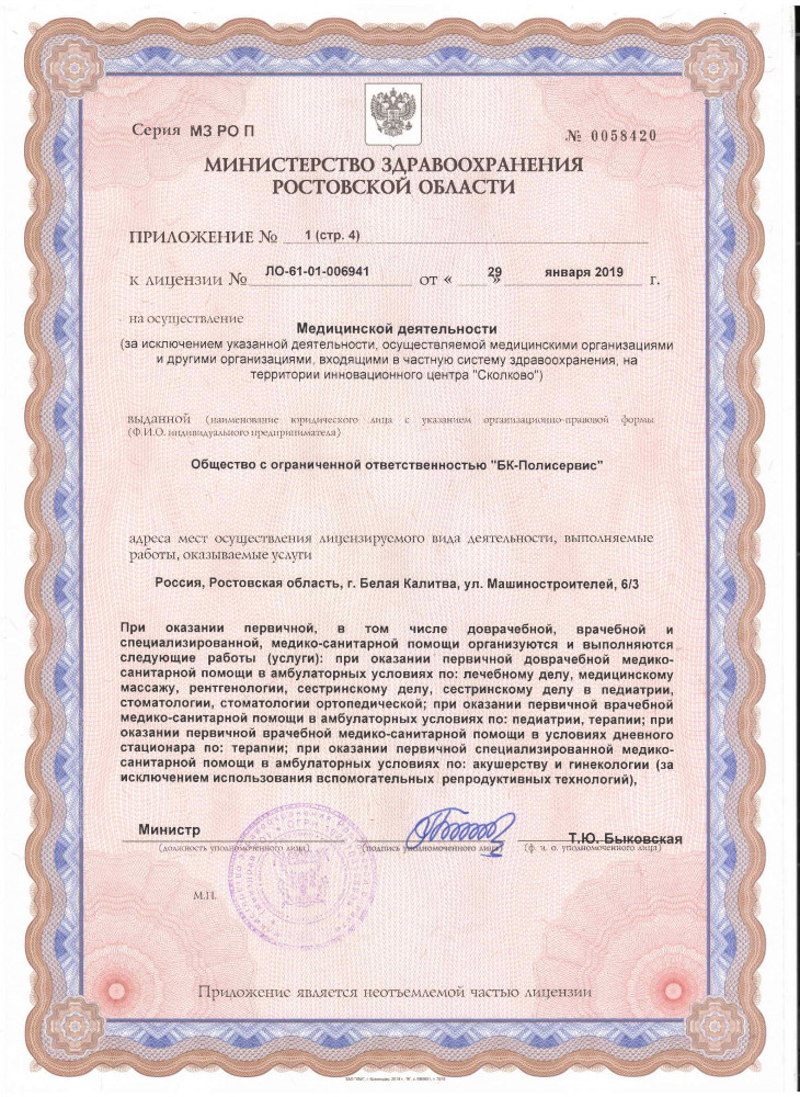 Министерство здравоохранения Ростовской области. Приложение 1 стр 4 0